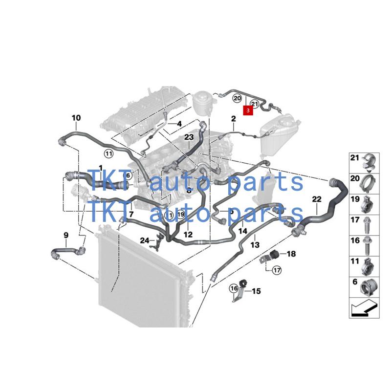 TKT Auto Parts  For 17128602635 5series G38 740Li 540i 640i  Flexible Hose Cylinder Head - Reservoir
