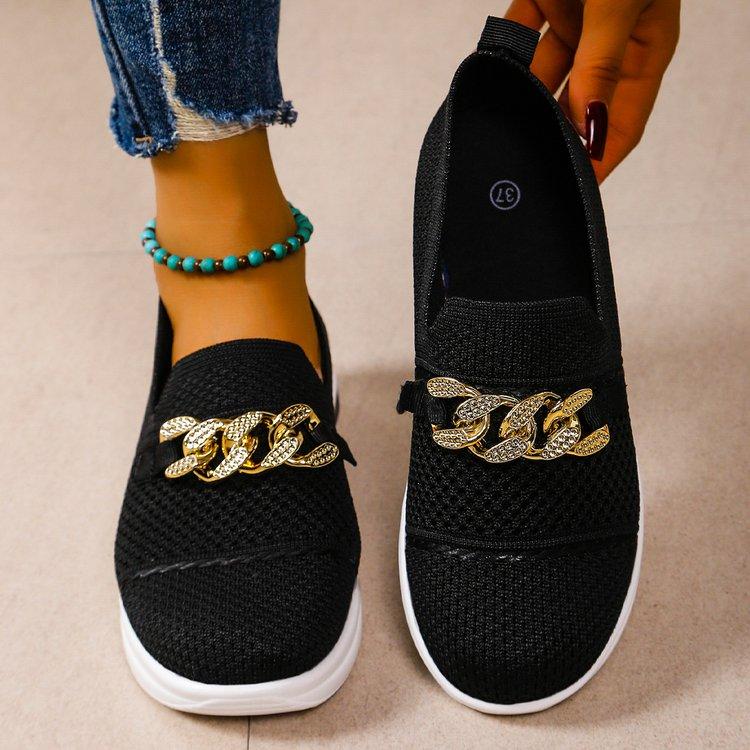 Fashion Women Sneakers Mesh Breathable Knit Designer Shoes for Woman Lightweight Soft Sole Flats Women's Shoes Anti-Slip Casual Sneakers