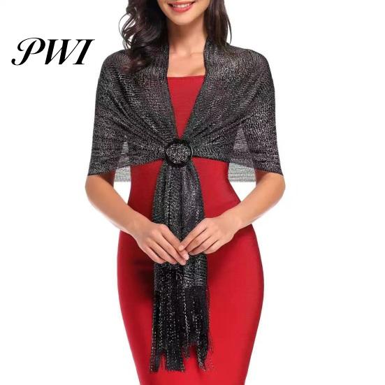Metallic Wire Shawl Women Sparkling Bridesmaid Scarves 1920s Style Wraps with Scarf Button Wedding Party Accessories Outdoor Homecoming Dance