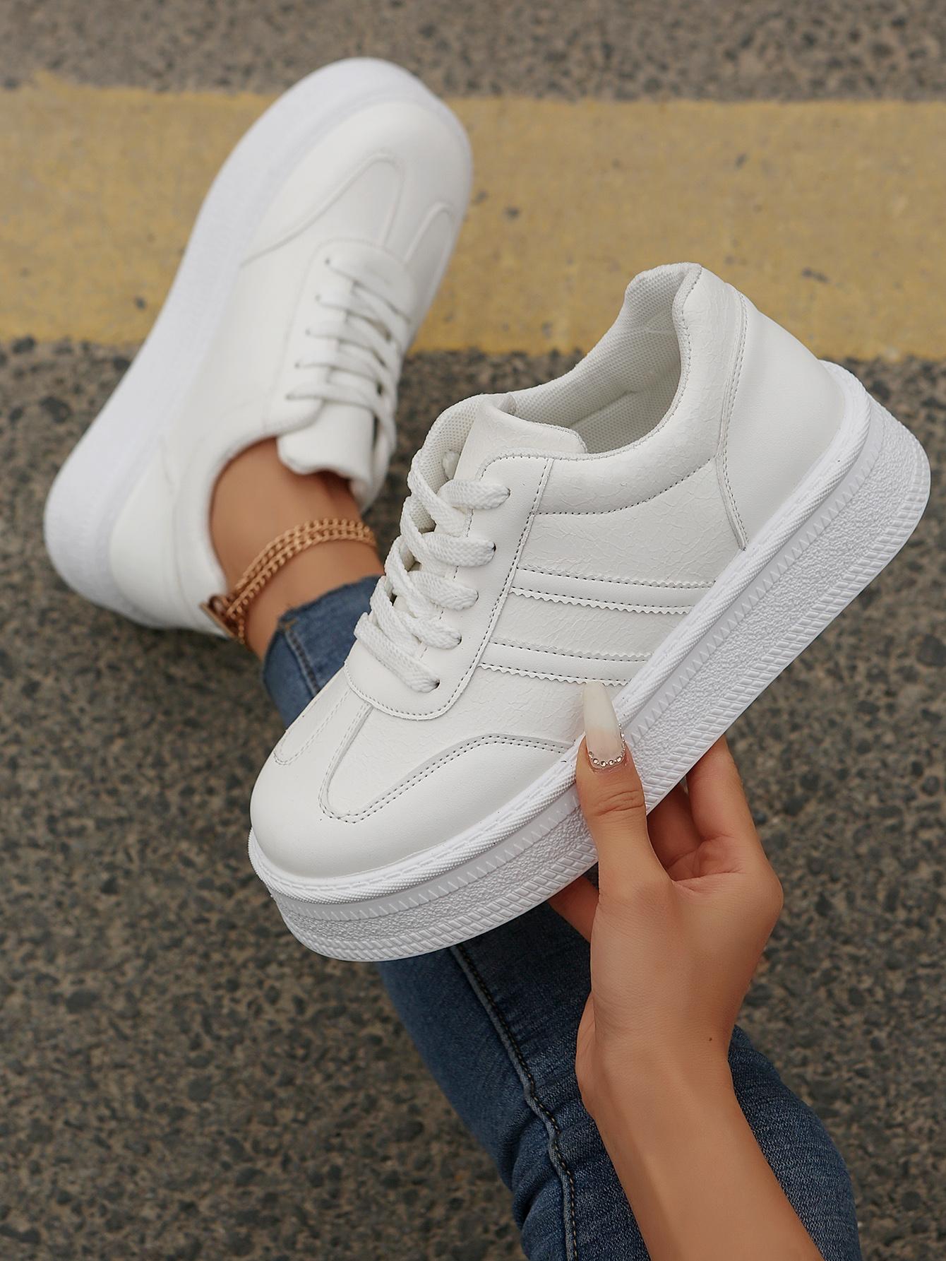 

Мода 2025 Новый Стиль Повседневная Обувь для Женщин, Женские Туфли на Платформе, Белая Обувь, Удобные Кроссовки, Увеличение 35 белый