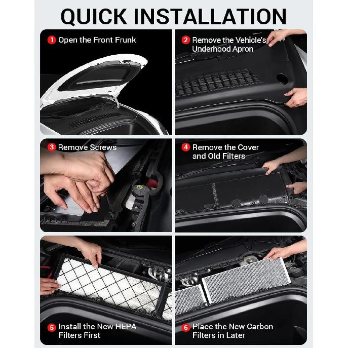 Cabin Air Filter HEPA for Tesla Model Y 2024 Air Intake Filter Replacement with Activated Carbon 2020-2024 Model Y Accessories