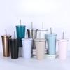 500/750ml Coffee Cup 304 Stainless Steel Double -layer Thermal Mug Cooling Drinks Straw Cup Portable Coffee Tea Mug Water Bottle