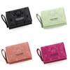 Cartoon Embroidered Pu Wallet For Women With Multiple Card Slots And Zipper Closure