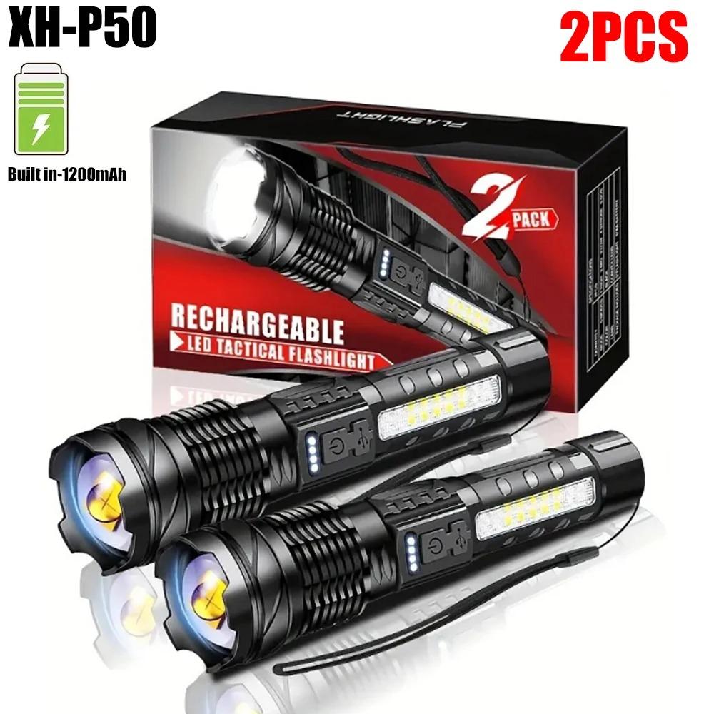 High Power LED Flashlights Camping Torch 5 Light Modes Zoom Light Aluminum Alloys Waterproof Material External 3 AAA Battery
