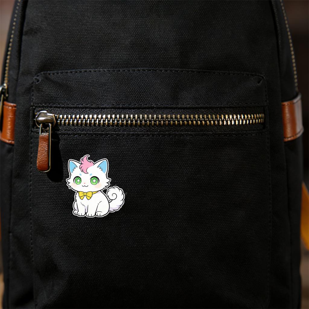 Cute Cat Brooches Stainless Steel Color Printed Kitten Pin for Women Men Kids Backpack DIY Jewelry Party Gift Wholesale