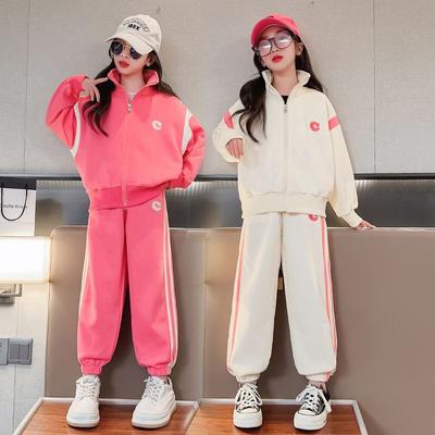 Girls Spring and Autumn Casual Sports Two-piece Suit
