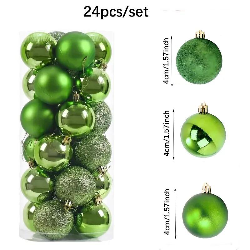 4Cm Christmas Balls Ornaments 24Pc Green Colorful Shatterproof Christmas Tree Diy Decoration Hanging Ball For Xmas Party Wedding