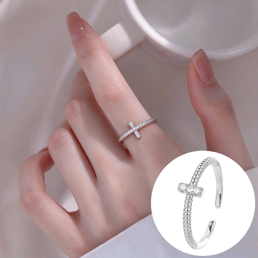 Exquisiter offener Goldring: Japanischer & Koreanischer Stil, Dünnes Band mit Diamanten besetzt, Stapelbarer & Eleganter Fingerschmuck