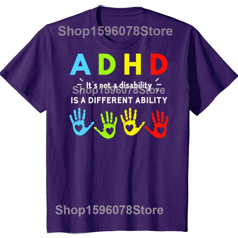 

Funny ADHD Awareness Graphic 100% Cotton T-shirts Men Women s Fashion Casual Tshirt Loose Oversized Streetwear T Shirt 4XL
