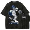 Anime JoJo's Bizarre Adventure Higashikata Josuke Graphic T Shirt Men Women Washed Cotton Tshirts Harajuku Unisex Loose T-shirt