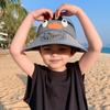 Kids Hat with Built-in Fan Cartoon Shape Oversized Brim UV-Resistant Sun Hat Cartoon Style Adjustable Wind Speed Hat