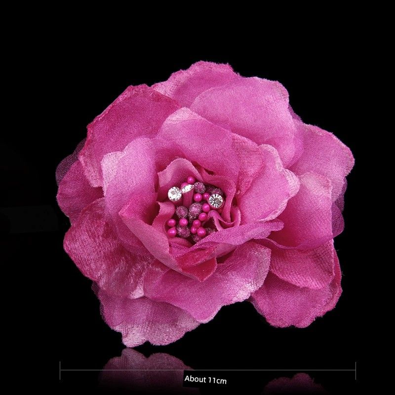 

Fashion Stage Performance Diamond-Embedded Fabric Peony Headdress Flower Rose Red