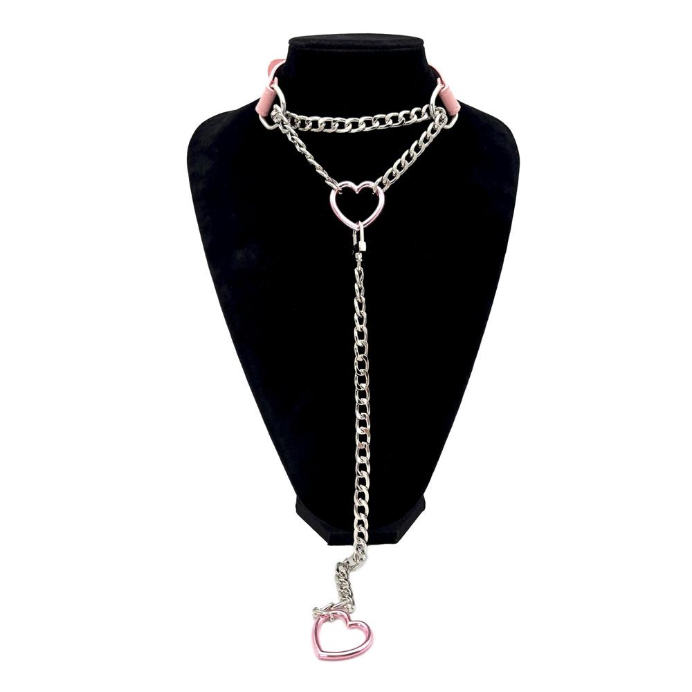Love Collar Necklace Men's and Women's Flirting Chain Heart Lock Pendant Neck Strap Clavicle Chain