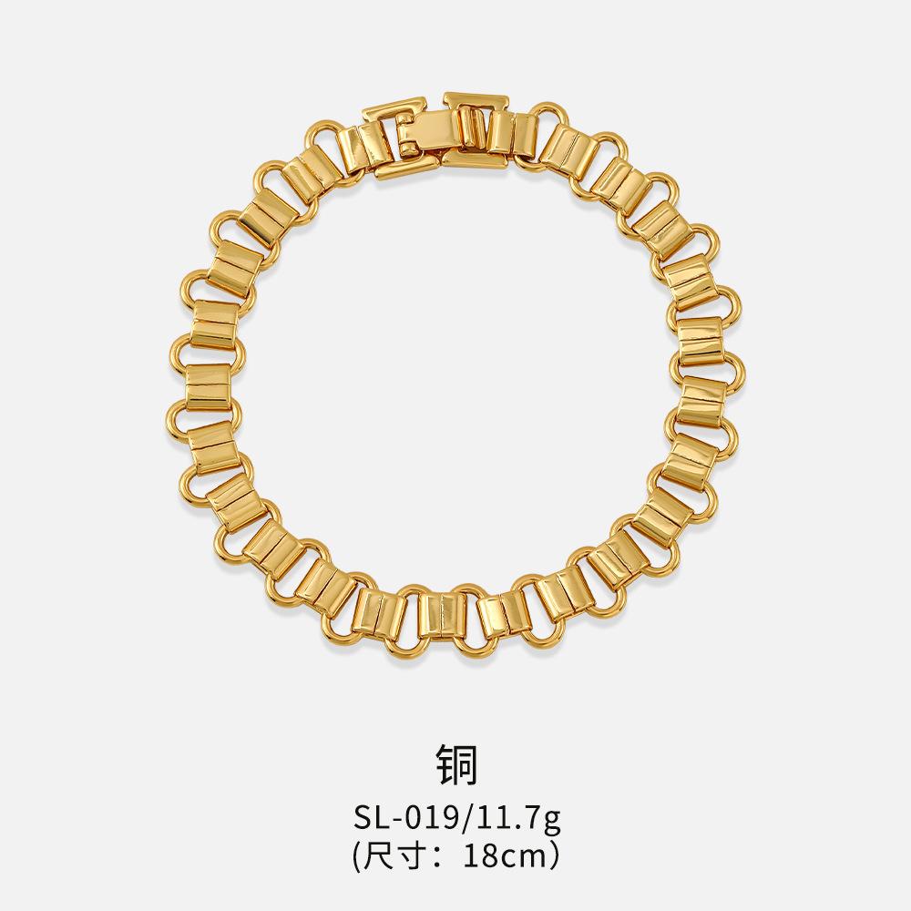 GEMCHIC Women s Vintage Gold Plated Metal Link Chain Bracelet for Daily Wear and Party