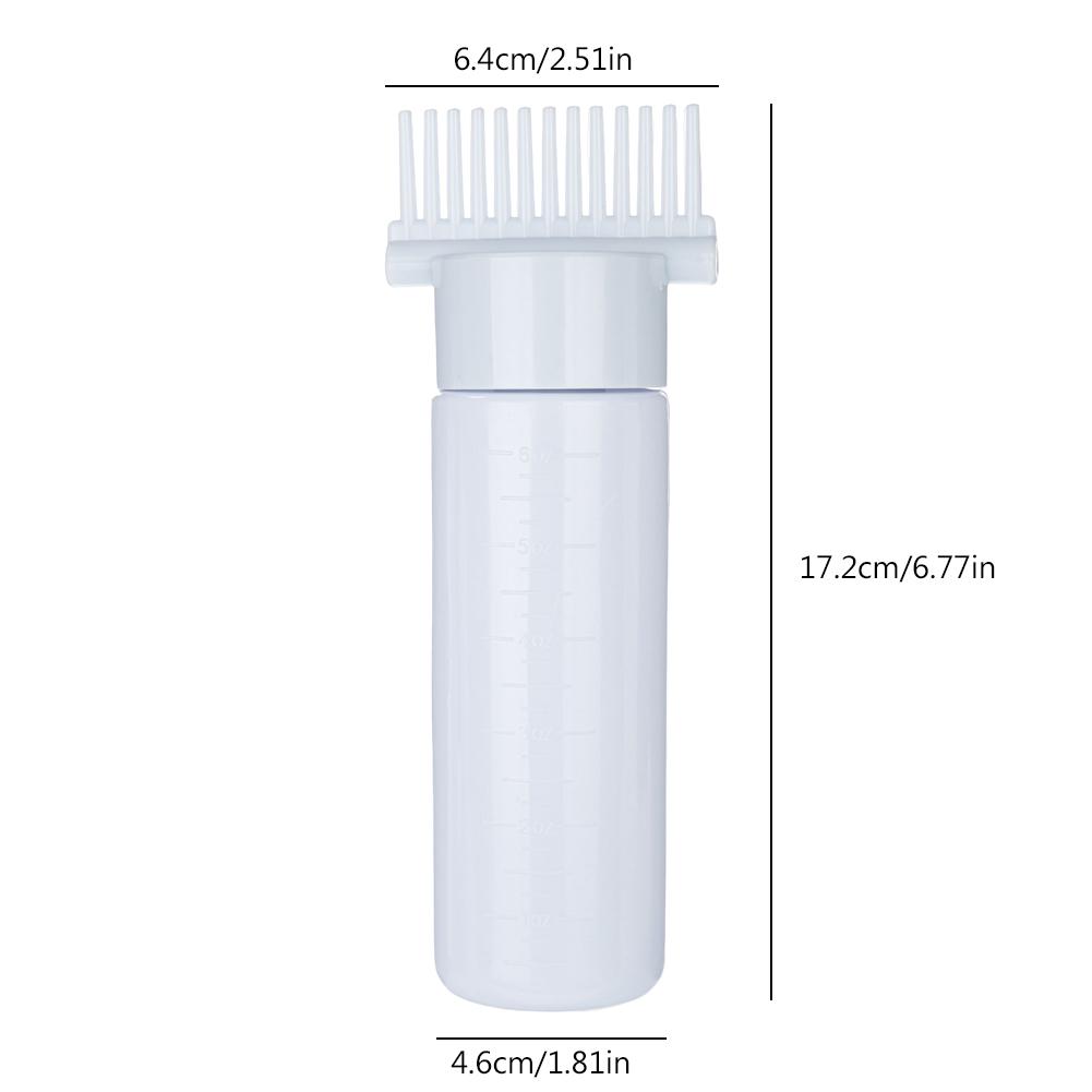 180ml with Graduated Scale Empty Hair Comb Applicator Refillable Multicolor Root Comb Applicator Bottle for Hair Oil Salon Care
