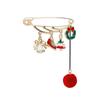 Women Christmas Creative Enamel Tree Elk Hairball Brooches Girls Sock Santa Claus Pins Brooch