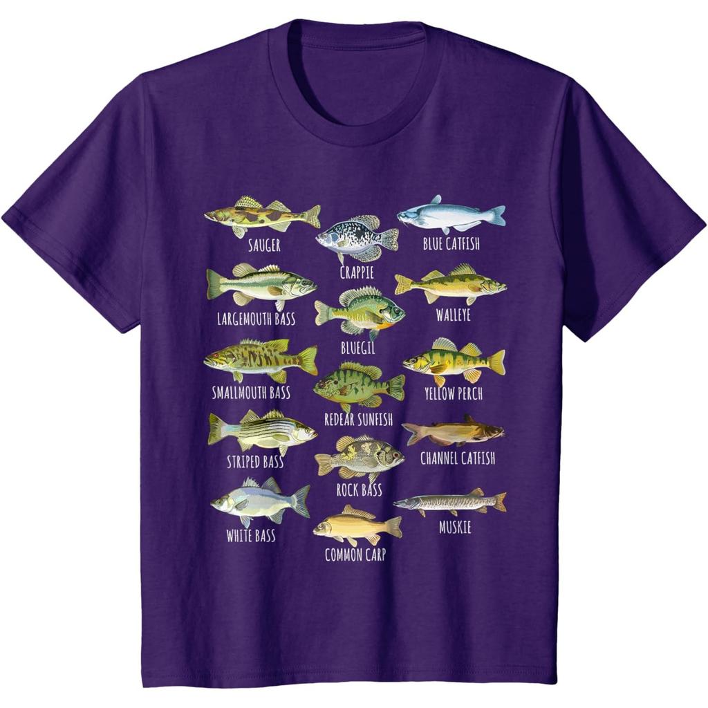 Kids Fish Species Biology Types of Freshwater Fish Fishing T-Shirt