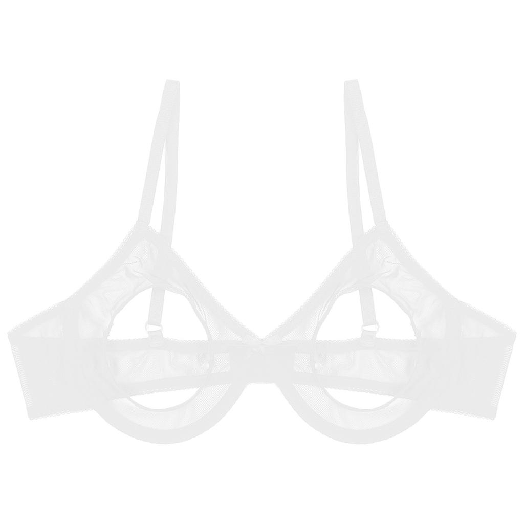 Hollow Out Open Cups Underwired Bra Tops Mesh Brassiere Underwear Corset Bustier Women Wedding Night Lingerie