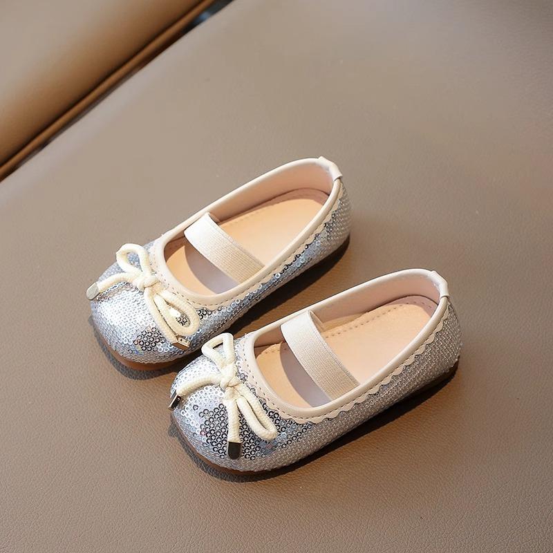 

Маленькие кожаные туфли принцессы с блестками для девочек, новые детские танцевальные туфли на весну и осень, туфли-бобы на мягкой подошве 21 слоновая кость
