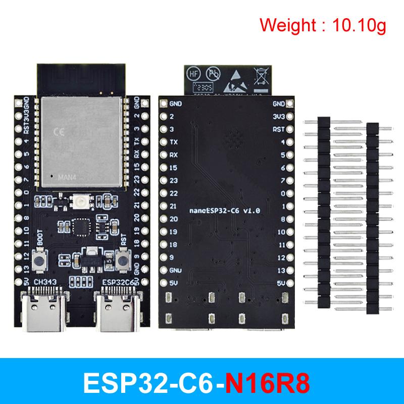 ESP32 / ESP32-C6 WiFi+Bluetooth Internet Of Things Dual Type-C Development Board Core Board ESP32-C6-DevKit C N16R8 For Arduino
