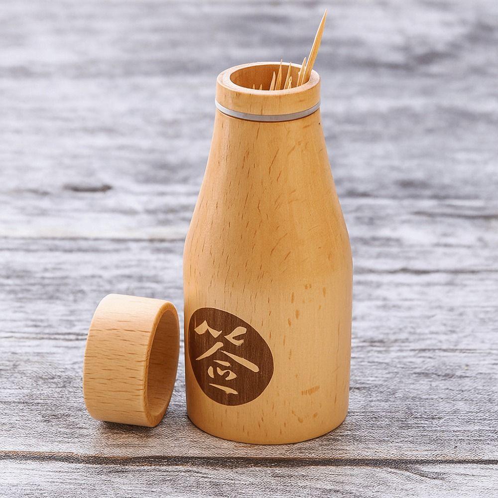 Portable Beech Wood Toothpick Box Wooden Toothpick Storage Container Toothpick Case  Restaurant