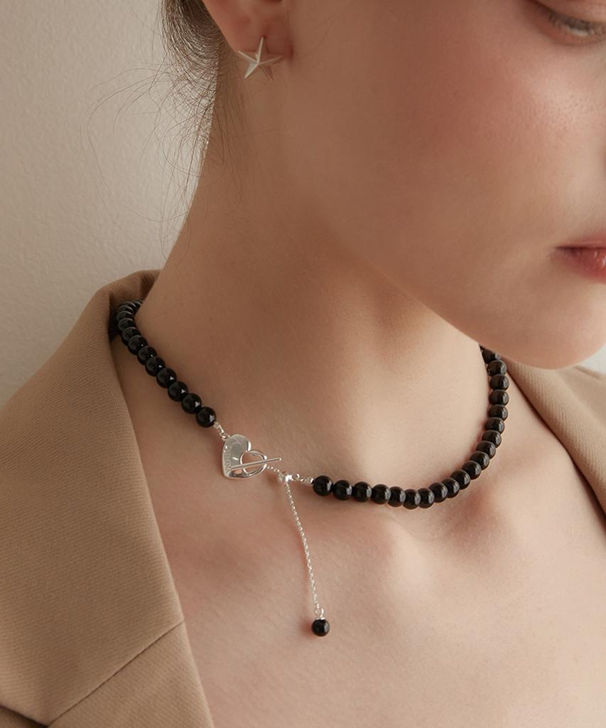 Tatiana Black Cupid Heart Toggle Necklace Nz2133