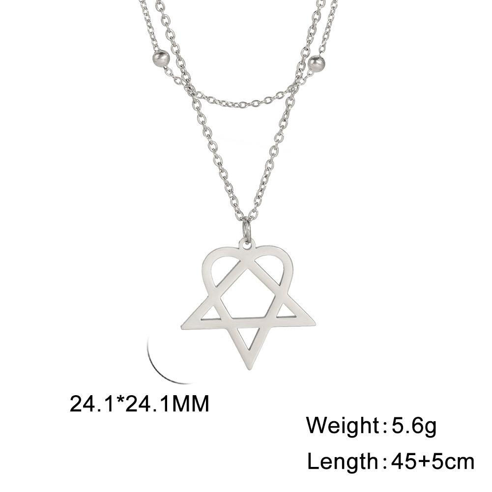 Unift Heartagram Pentacle Pentagram Necklaces for Women Stainless Steel Jewelry Fashion Geometric Pendant Neck Chain Accessories