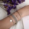 Simple Silver Smooth Fringed Bracelet Multi-Layer Chain Disc 4-Piece Bracelet Set