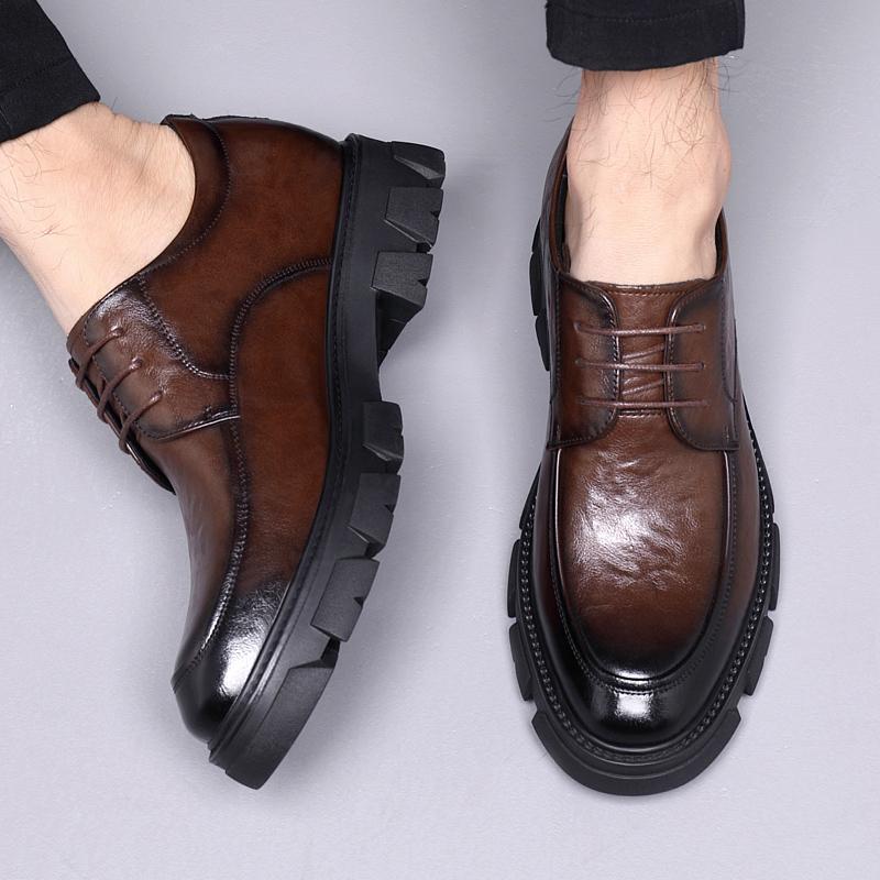 Scarpe Elevatrici da Uomo in Vera Pelle con Suola Spessa 8CM/10CM Traspiranti Aumenta Altezza Formali Matrimonio Sposo Casual Business
