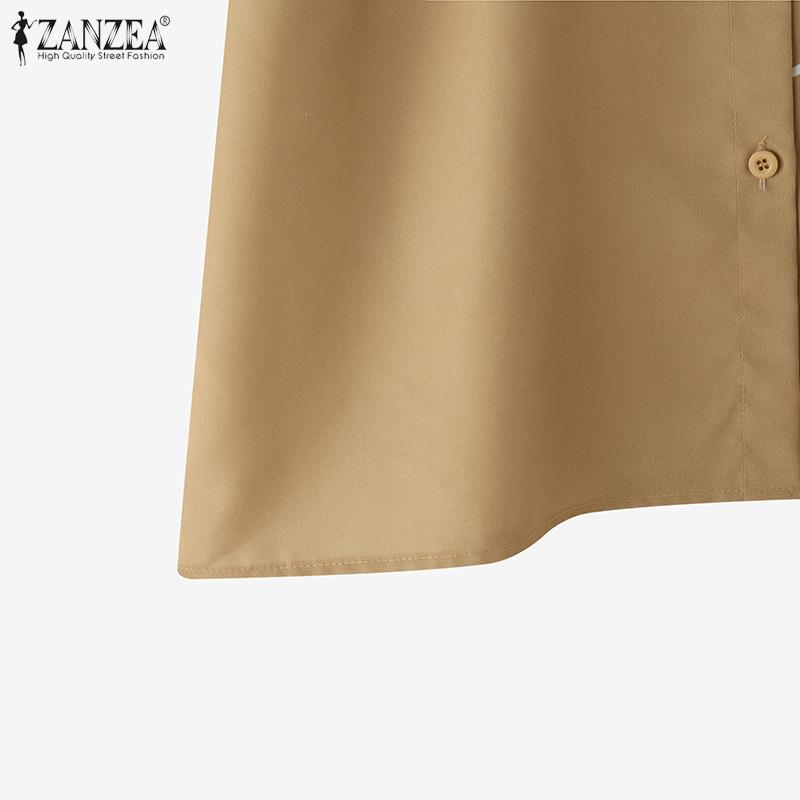 ZANZEA Lässige Bluse mit Umlegekragen und lockeren Kurzarmärmeln für Damen