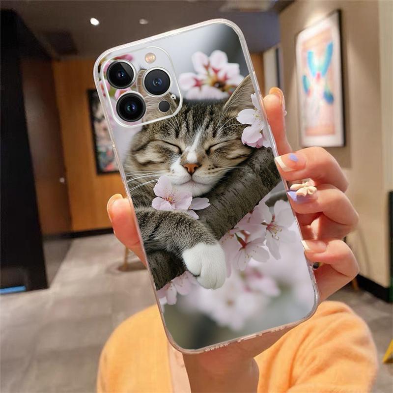Flower Cats Phone Case For Iphone 17ProMax 17 Pro Air 16 15 14 13 Pro Max 16 15 14 13 Pro 15Plus