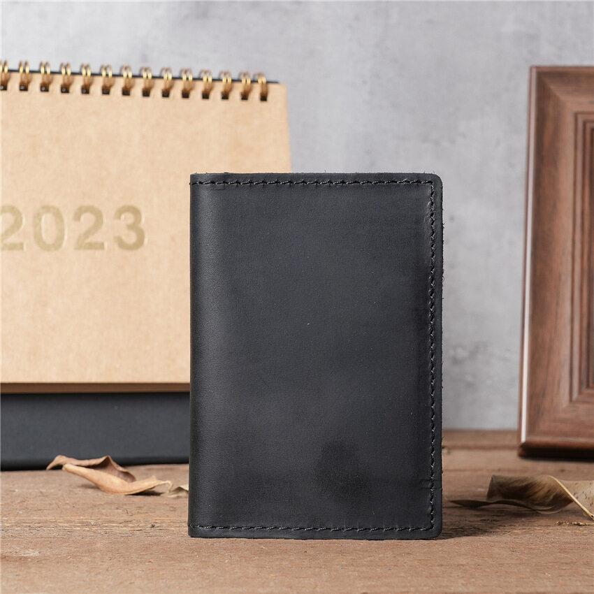 Herren-Kreditkartenetui aus Crazy Horse-Leder, schmal, dünn, Ausweishüllen, Retro-Brieftasche, echtes Rindsleder, für Herren