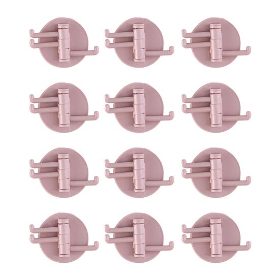 12PCS Wall Hooks, with 3-Branch Rotating Design, Self-Adhesive Waterproof Organizer, Strong Load-Bearing Hooks for Bathroom Kitchen