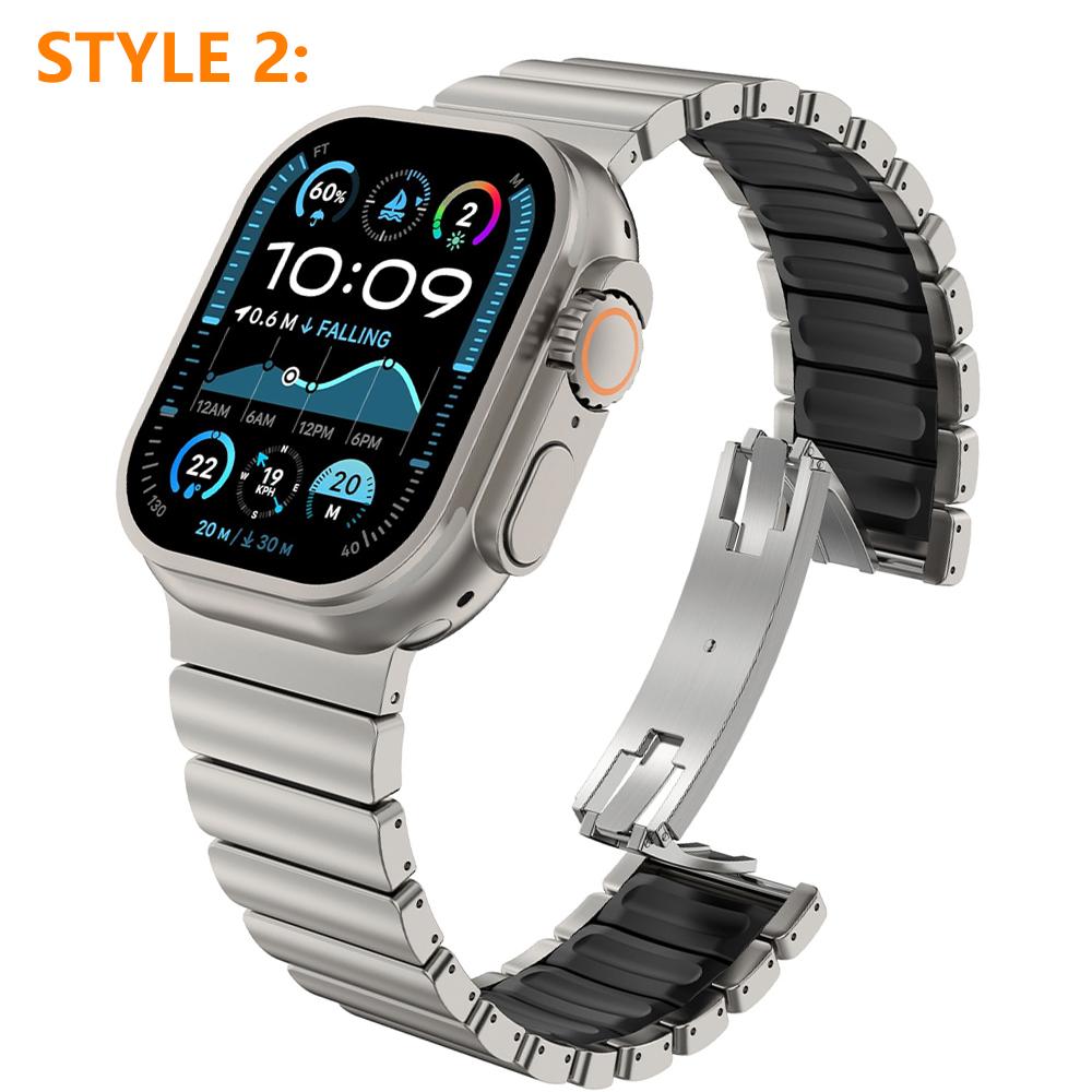 Titanium Fluoroelastomer Rubber Band for Apple Watch Ultra 3 2 49mm Series 11 10 46mm Strap for Iwatch 9 8 7 6 5 SE 3 44mm 45mm