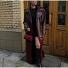 Leather Soft Casual Fit New Women Trench Coat Burgundy Handmade Lambskin Genuine
