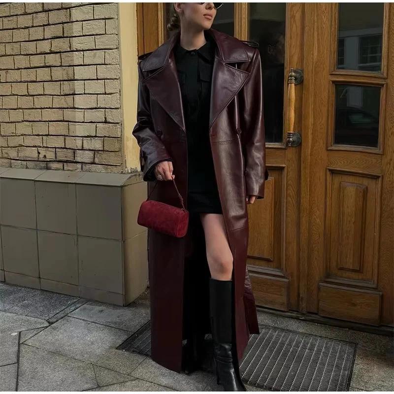 Leather Soft Casual Fit New Women Trench Coat Burgundy Handmade Lambskin Genuine
