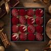 Wine Red Velvet Rhinestone Christmas Ball Pendant Set