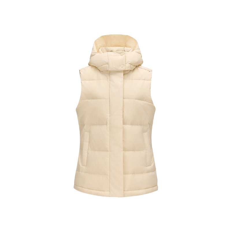 Skechers Comfort Sports Series Simple Comfortable Solid Color Aesthetic Down Vest Women vests Ivory P425W140-001J