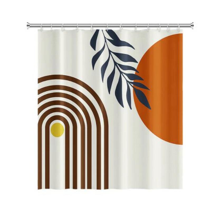 Nordic Wind Abstract Art Boho Shower Curtain Waterproof Polyester Bath Curtain Morandi Color Block Curtains For Bathroom Decor