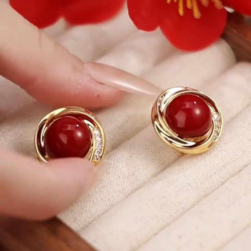 

Бриллиантовые круглые витые геометрические серьги-пусеты ретро простые серьги высокое чувство темперамента серьги легкой роскоши женские