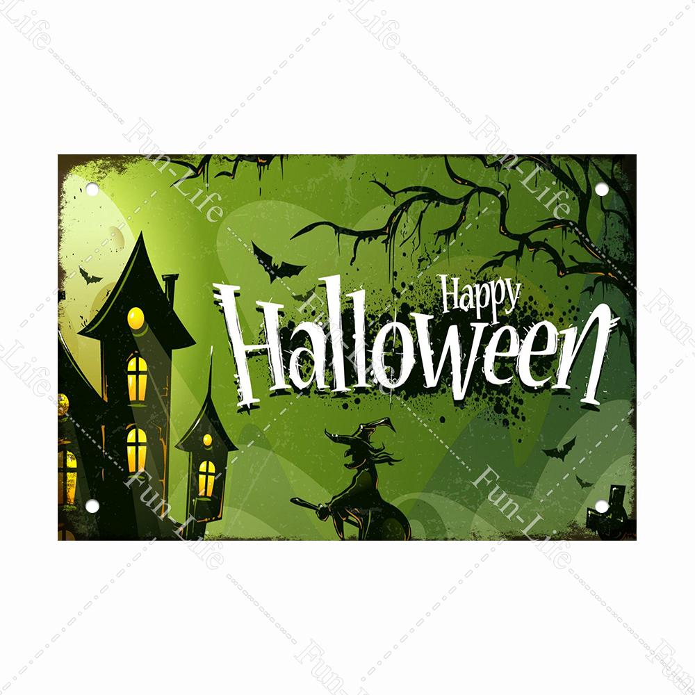 

Хэллоуин потертый шик домашний бар фестиваль винтажный декор стен металлические жестяные вывески паб таверна ретро тыква декоративная тарелка 20x30 см 20x30cm(7.8x11.8in)