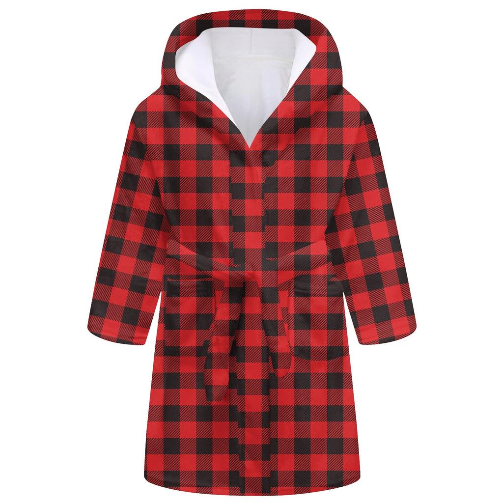 Children's Long Bathrobe Printed Flannel Pajamas