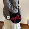 Girl Cute Little Satchel Bow Cartoon Fashion Korean Version Women's Mobile Phone Bag Felt Christmas Japanese Messenger Bag