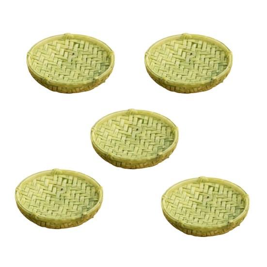 5 Pcs Mini Resin Rattan Basket Miniature Storage Holder Realistic Simulation Basket Dollhouse Accessories for Crafts Dollhouse Fairy Garden Decor