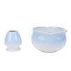 Matcha Bowl and Whisk Holder Ceramic Matcha Mixing Bowl with Spout for Traditional Japanese Tea Ceremony Gradient Blue