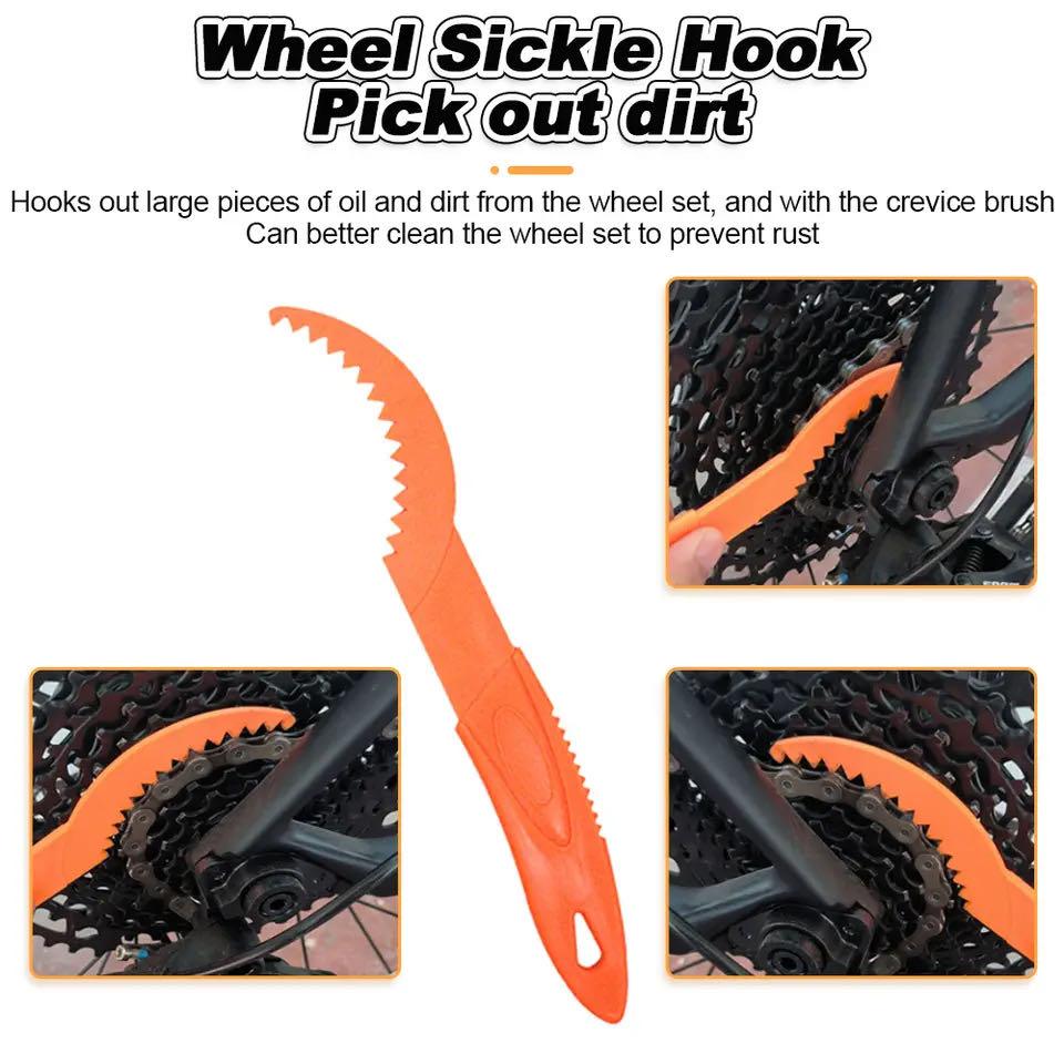 6pcs Professional Bicycle Chain Cleaner Kit Portable Bicycle Scrubber Brushes Set Bike Wash Repair Tool