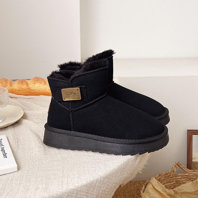 thick-soled non-slip snow boots for women's 2025 new autumn and winter bread shoes, one pedal, piled and thickened warm cotton shoes