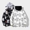Heart Bear Print Jacket Spring Hooded Windbreaker Men Casual Loose Coat Soft Comfortable Top Regular
