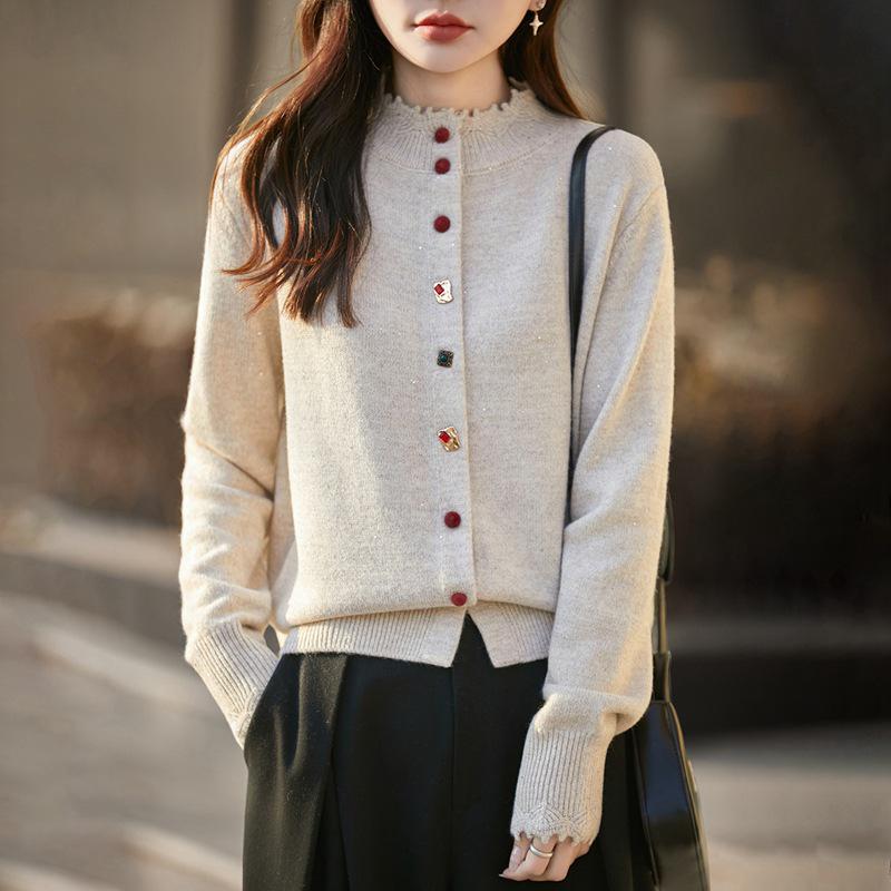 2026 Colorful Women's Slimming Knit Button Cardigan, Plus Size Autumn/Winter Sweater Coat