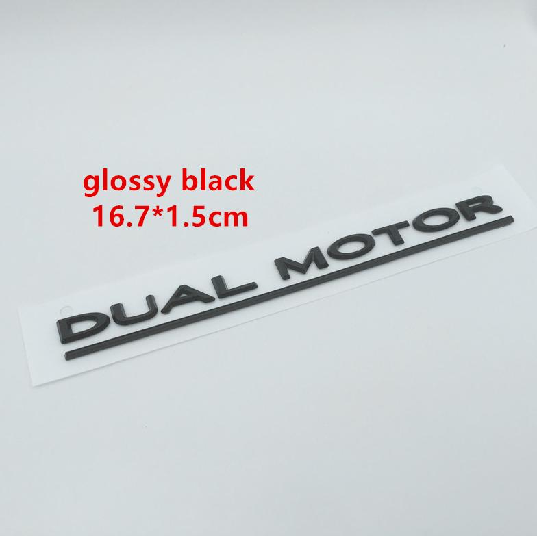 VCZRW1 1pcs 3D ABS for Tesla DUAL MOTO Car Letter Front Hood Head Bonnet Emblem Rear Tail Trunk Sticker Badge Decal Styling Accessories